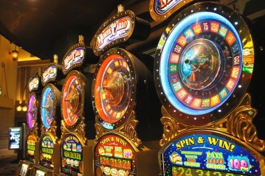 Slot machine reels spinning on a game interface